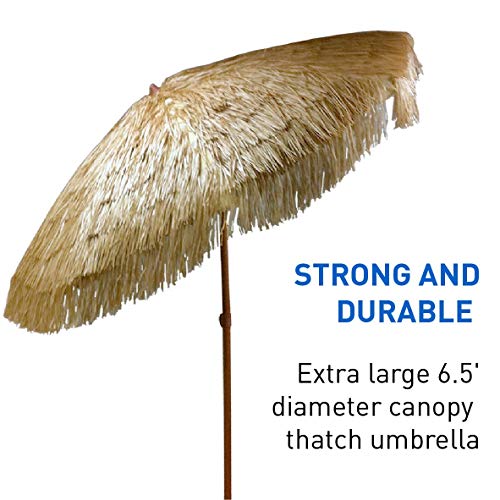6.5ft Outdoor Beach Umbrella Hula Thatched Tiki Umbrella Tropical Hawaiian Patio Straw Umbrella ...