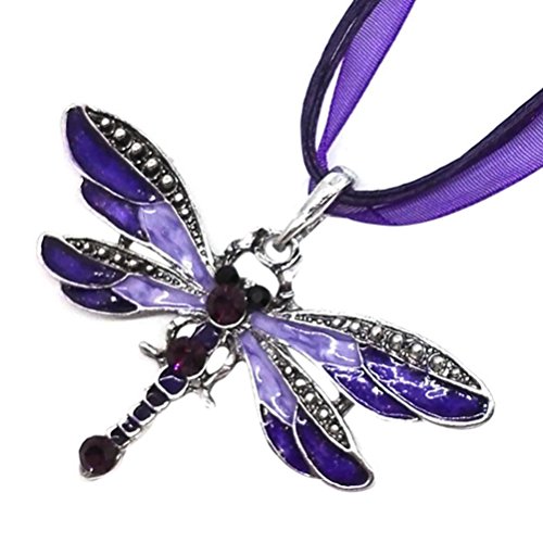 Longay Dragonfly Style Diamond Necklace Pendant Sweater Chain Jewels Birthday Gift (Purple) Longay Dragonfly Style Diamond Necklace Pendant Sweater Chain Jewels Birthday Gift (Purple)