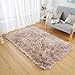 LEEVAN Rectangle Sheepskin Rug Supersoft Fluffy Area Rug Shaggy Silky Throw Rug Floor Mat Carpet Decoration (3 ft x 5 ft, Coffee)