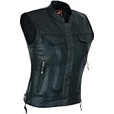 A&H Apparel Women's Top Grain Cowhide Club Style Motorcycle Soft thick Leather Vest