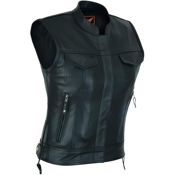 A&H Apparel Men's Genuine Leather Vest | Top-Grain Biker Vest With Concealed Carry Pockets