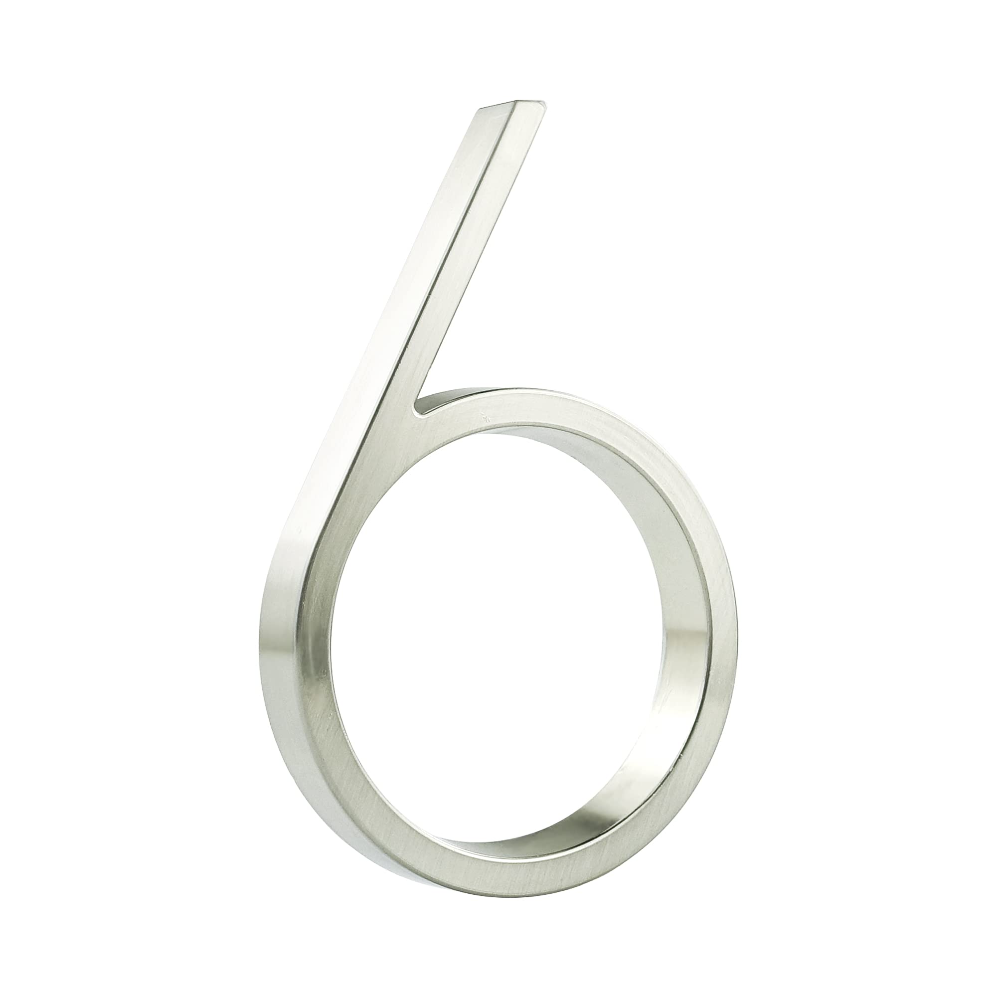 HASWARE Floating House Number Sign: 5 inch Modern Door Signage - Striking for Street Home Address Numerals (6, Silver)