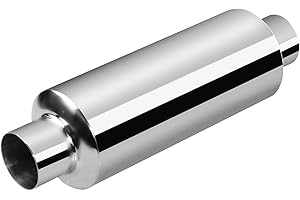 VehiMata 2.25 inch Muffler, 2.25" Inlet/Outlet, 13.8" Length Resonator Muffler Stainless Steel Universal