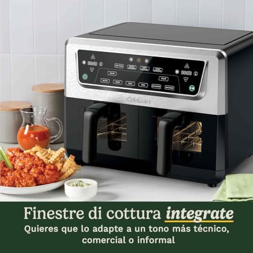 Air Fryer XXL Doppia Zona | PFAS Free | 2x5,2L | Frigge, cuoce, disidrata, mantiene caldo | 8+ porzioni | Parti lavabili in lavastoviglie