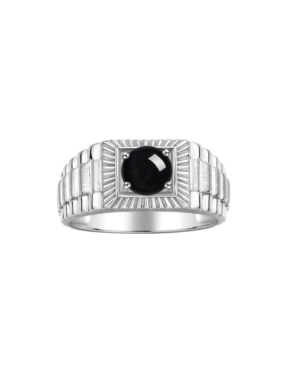 Rylos Men's Ring Sterling Silver Ring, 7MM Round