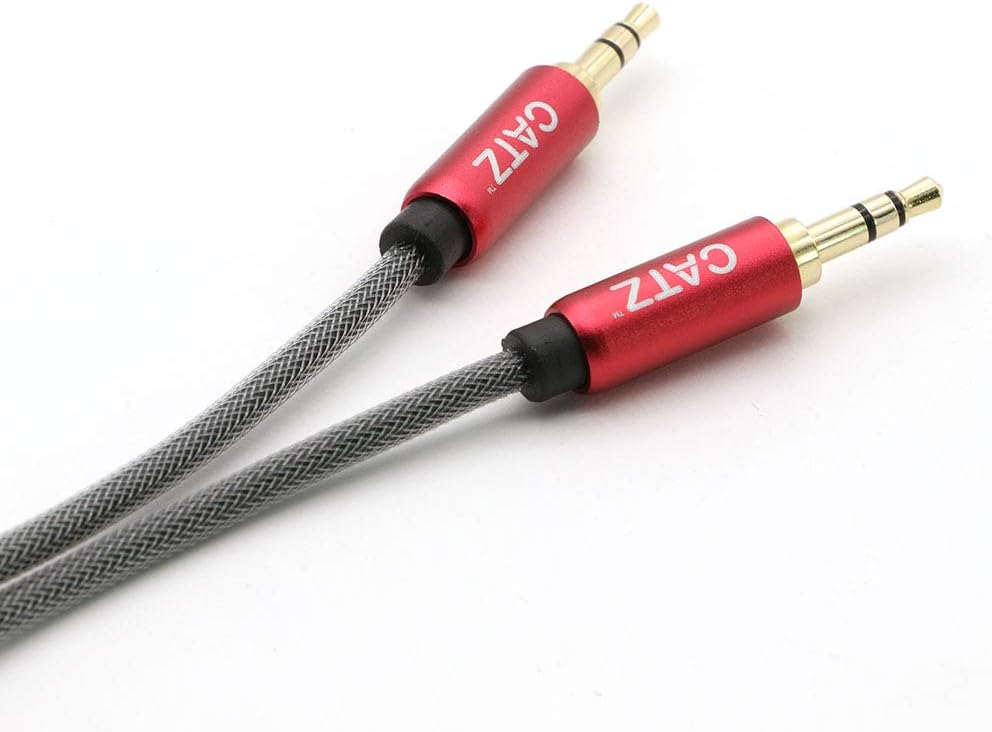CATZ Rugged AUX Stereo Cable for Headphones, iPods, iPhones, iPads, Home / Car Stereos and More.Silver 3M