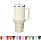Uvafly Silicone Boot for Stanley, Cup Bottom Protector Sleeve Accessories for Stanley Quencher H2.0 FlowState Tumbler 40oz / Adventure Quencher Tumbler 40oz (Cream)