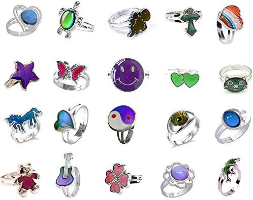 Mixed Mood Rings Classic Temperature Change Color Mood Ring (Adjustable Size)
