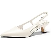 Coutgo Women's Pointed Toe Slingback Kitten Heel Pumps
