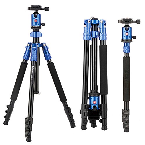 Zomei Camera Aluminium Tripod 63 Inch with Ball Head Quick Release Plate DSLR Travel Tripod for Canon Nikon DSLR DV Scope camcorders and Projector(Blue) - Thumbnail 3