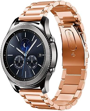M Memore Adjustable Stainless Steel Metal Wristband Strap with Adjustment Tool for Samsung Gear S3 Classic/Gear S3 Frontier Smart Watch (Rose Gold)
