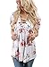 AlvaQ Womens Summer Short Sleeve V Neck Floral Print Blouses Top Tunic Plus Size Large White