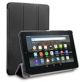Zaneeta Case for Fire HD 7 (5th Generation ,2015 Release), Anti-aging and Slim Light Weight Leather Cover for Fire HD7 Tablet (Black)