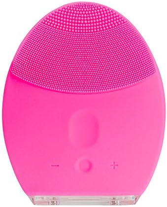 Electric Facial Cleansing Brush Adjustable Vibration Intensity Silicone Face Scrubber Waterproof Facial Cleansing Machine (Rose Red)
