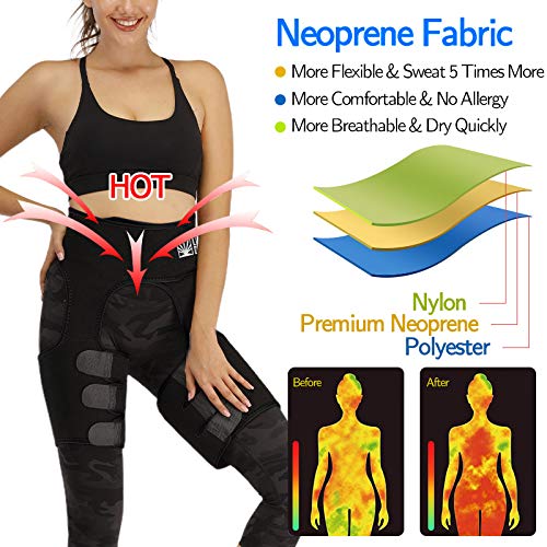 2 in 1 Women Waist Thigh Trimmer Belt for Leg Butt Hip Wear, Waist Trimmer for Women (Black, M)