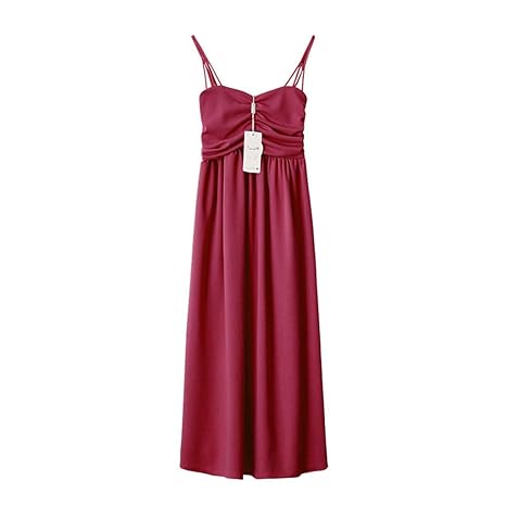 XuxMim Frau frühjahr und Sommer ärmellose Lange schlanke Strap einfarbig Dress