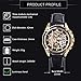 Caluxe Luxury Men Automatic Mechanical Skeleton Watch Genuine Leather Band Steampunk 3D Design
