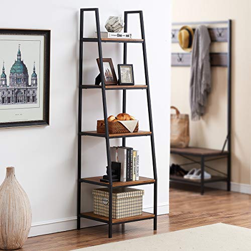 O&K FURNITURE 5Tier Ladder Shelf, Ladder Shelves, Industrial Style
