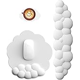 Cloud Keyboard and Mouse Wrist Rest Pad for Computer Arm Pain Relief- Ergonomic Wrist Support Mousepad with Non-Slip PU Base for Office, Gaming, and Home Use Anti-Fatigue(White)