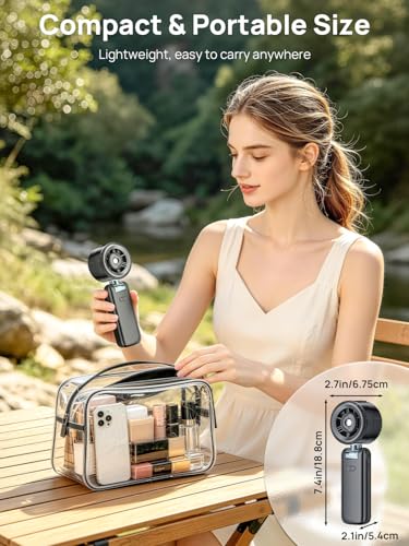 Wrischan Misting Fan Portable, Handheld Turbo Fan with Cool Mist Spray, 4000mAh Rechargeable Personal Fan with 5 Speeds, Water Mister for Summer Travel Beach Camping Office Essentials
