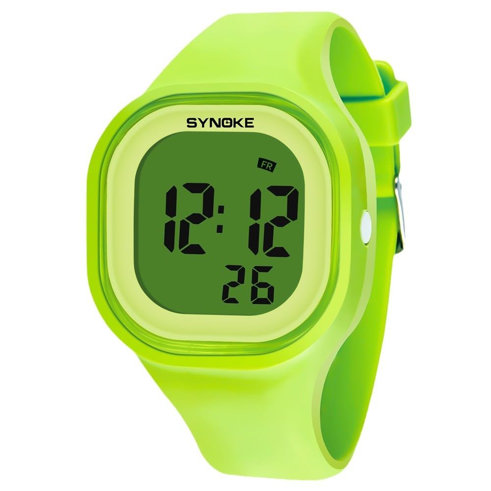 Womens Digital Watches LED Screen Silicone Strap Watch Military Multifunction Waterproof Alarm Stopwatch LED Backlight Outdoor Sports Watch, Green, Chronograph,Digital
