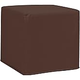 Howard Elliott No Tip Block Ottoman with Cover, Multipurpose Leather Side Table, Footstool & Seating Square Cube Ottoman Foot