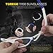 TOREGE Polarized Sports Sunglasses for Men Women for Cycling Running Fishing Golf TR90 Unbreakable Frame TR010 (White&Blue Tips&Blue Lens)