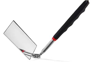 LEONTOOL Telescoping Auto Inspection Mirror 360° Swivel Head Rectangular Mechanic Mirrors Extendable Mirrors Up to 35" Long I