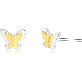 little Butterfly Solid S925 Earrings; Rose Gold Yellow Silver; Butterfly Studs; Hypoallergenic; Holiday Gift; Small Butterflies Silver Backs Studs Earrings