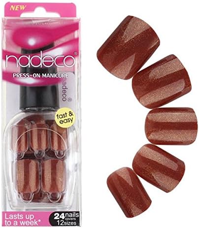 Elite99 Color False Nails Tips Press On Manicure Fashion Design Short Length No Need Glue Reddish Brown