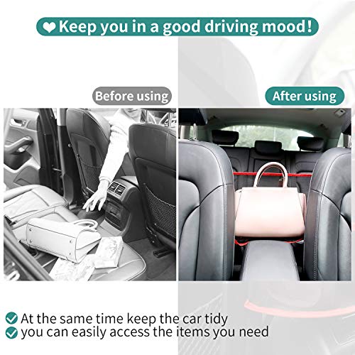 JJUYUUA Car Net Pocket Handbag Holder, Car Purse Holder Between Seats, Mesh Car Backseat Organizer, Seat Back Net Bag… - Image 3