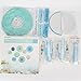 RiscaWin Set for Decoration Paper Fan,Tissue Paper Pom Poms ,Paper Lanterns,Honeycomb Balls (Set of 9) Blue