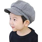 Kids Boys Girls Winter 8 Panels Newsboy Caps Wool Flat Beret Cabbie Hat for Toddler Baby,2 to 7 Years