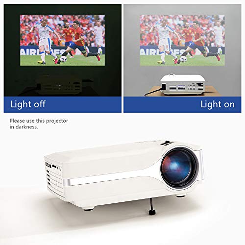 Universal Mini Projector, Multimedia Home Theater Video Projector with +21% Brightness 50,000 Hours Support HDMI VGA USB AV SD Laptop/iPad Smartphone Xbox for Movie Game Party(2018 Upgraded) (White) - Thumbnail 5