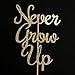 Never Grow Up Gold Glitter Paper Birthday Cake Topper primary