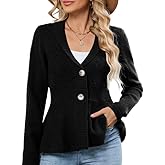 ZAFUL Womens Peplum Cardigan Fall Button Down Knit Long Sleeve Open Front Textured Crochet Shawl Lapel Sweater Trendy 2026