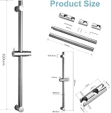 OFFO Shower Riser Rail 62cm Segmented Chrome Adjustable 28-61cm view 5