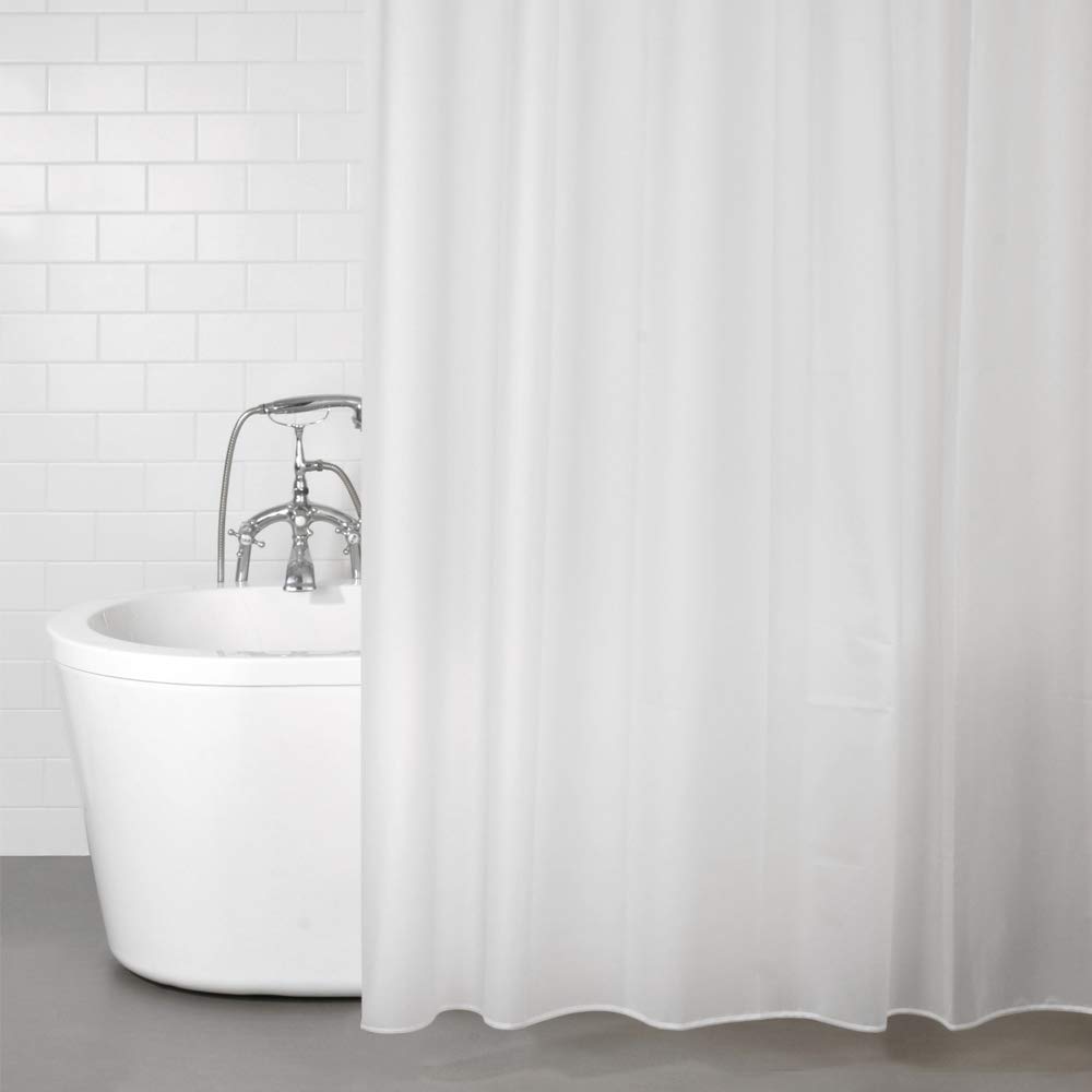 ANSIO Shower Curtain 100% EVA Waterproof, Mould and Mildew Resistant Bathroom Curtain Liner with Curtain Hooks, 180 x 180 cm (71 x 71 Inch)- Frosty White