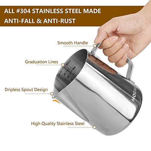 Milk Frothing Pitcher 900ml/600ml/350ml (31oz/20oz/12oz) Stainless Steel Milk/Coffee/Cappuccino/Latte Art Frothing Pitcher Barista Milk Jug Cup & Decorating Art Pen For Milk Frother, Latte Arts