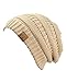 C.C Trendy Warm Chunky Soft Stretch Cable Knit Beanie Skully, New Beige