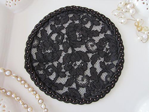 Handmade brown lace doily head cover with braided trim and tiny glass beading (with decorative bobby pin) (Style 602)