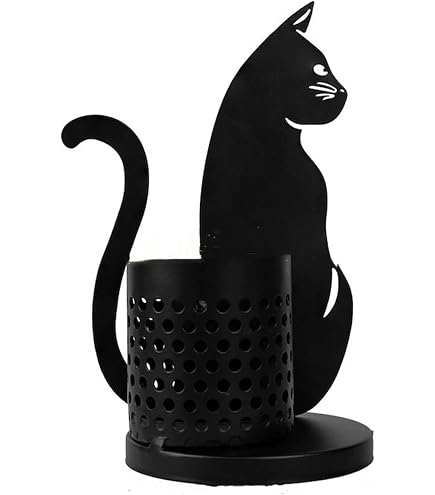 Cat Desk Pen Holder: Retro-Look Metal Organizer With Adorable Whiskered Feline. Keep Your Pens, Pencils, And More Upright In Style! Measures 12\" High X 10\" Dia