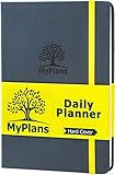Undated Daily Planner and Journal (Faux Leather) Weekly and Monthly Organizer | Home, Travel or Student Calendar | Organize Appointments, Dates, Holidays and Events | Hard Cover | Dark Blue