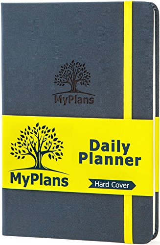 Undated Daily Planner and Journal (Faux Leather) Weekly and Monthly Organizer | Home, Travel or Student Calendar | Organize Appointments, Dates, Holidays and Events | Hard Cover | Dark Blue