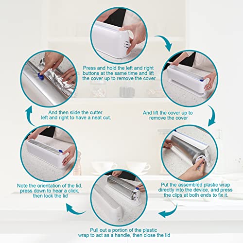 Levvohd Wall Mount Plastic Wrap Dispenser with Cutter, Large Compatible 12 X 750 Ft Cling Film