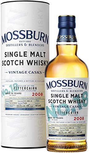 Fettercairn 10 Jahre | Vintage Casks Abfüllung von Mossburn | Single Malt Scotch Whisky | 0,7l. Flasche in Tube