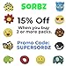Sorbz Tennis Dampeners - Super 12 Pack - Have Fun and Personalize Your Racket with Shock Absorbers - Perfect Tennis Gift (Champs)