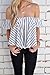 Lisingtool Women's Off Shoulder Stripe Casual Blouse Shirt Tops (L, White)