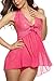 Avidlove Women Lingerie See-through Outfits Halter Babydoll Double Bowknot Chemise