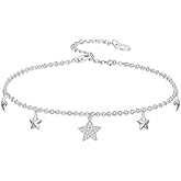 WINNICACA 925 Sterling Silver Ankle Bracelets for Women Adjustable Anklet Elegant Foot Jewelry Birthday Gift for Her Wife Mom Girlfriend